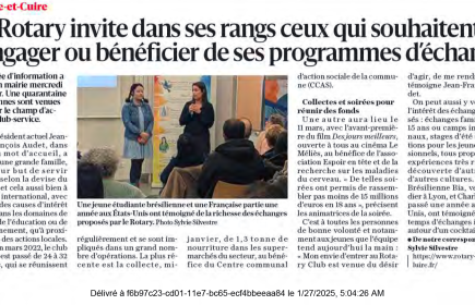 Article dans LE PROGRÈS du 27/01/2025